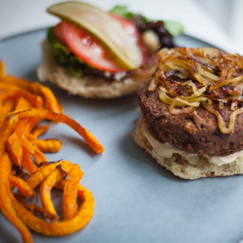 Veggie burger on plate