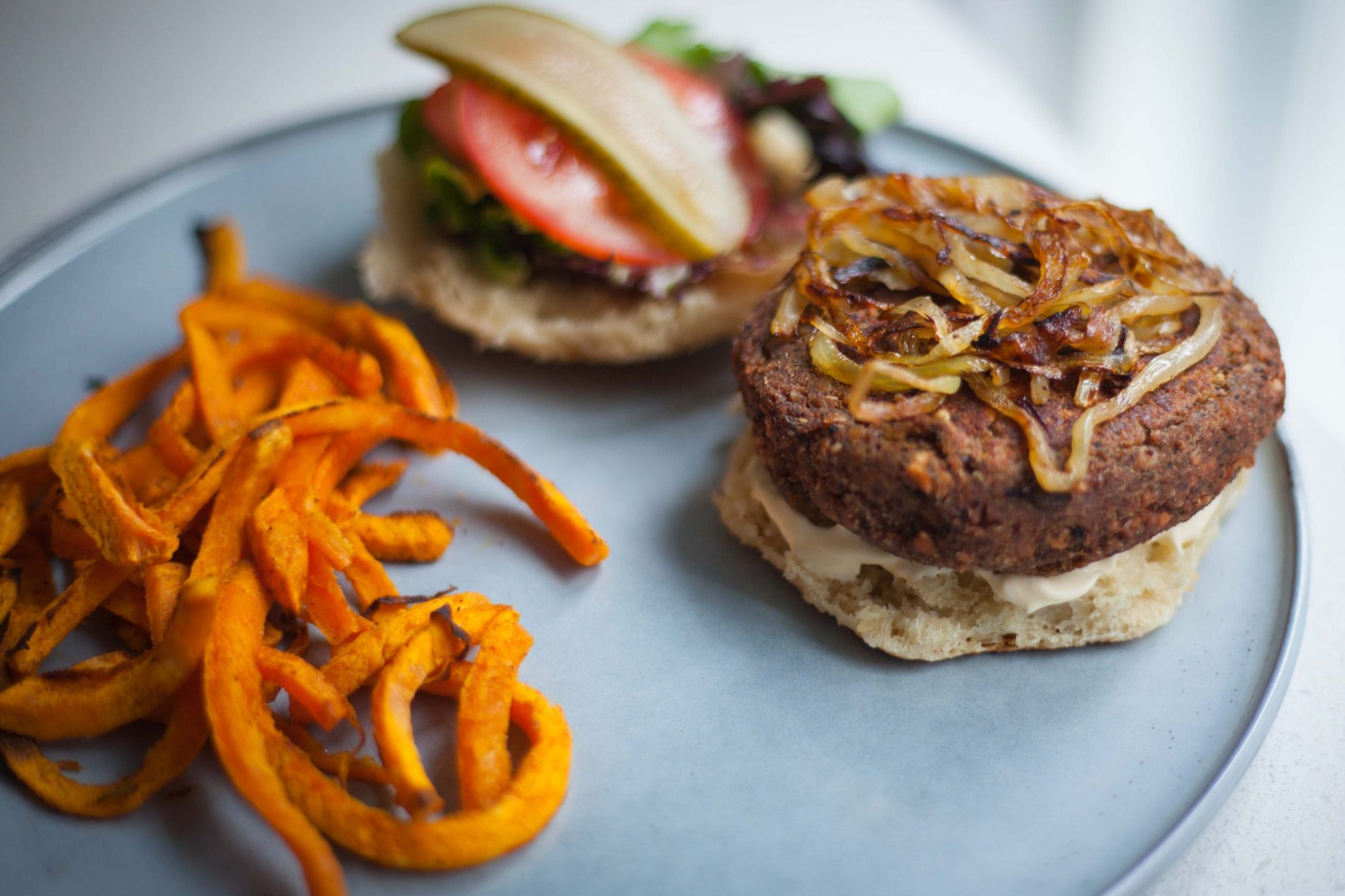 Veggie burger on plate