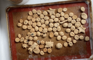 Baking sheet with crackers on top